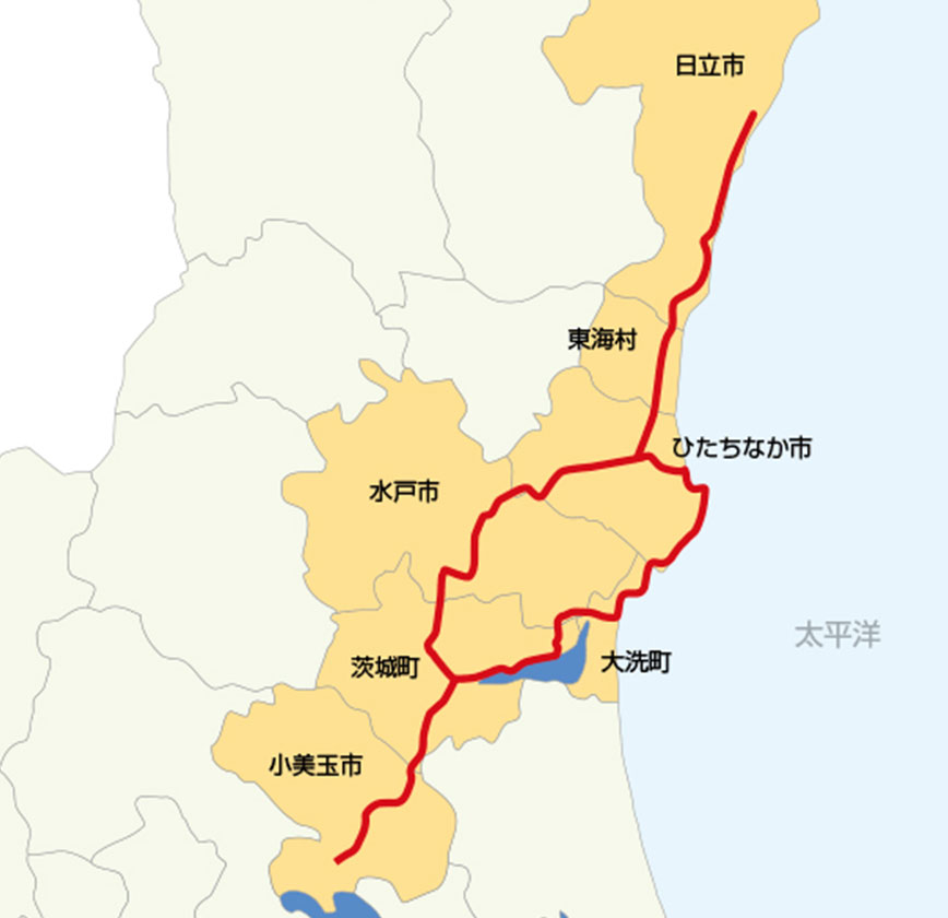 大洗・ひたち海浜シーサイドルートマップ